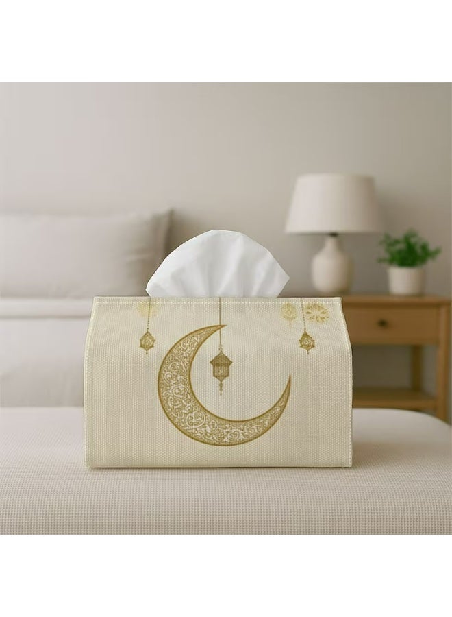 Kandid حامل مناديل فوانيس رمضان الشرقية السماوية الذهبية (18x11x13 سم) - Image 2